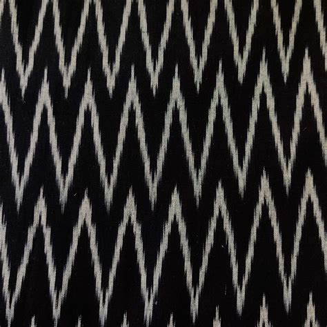 Pure Cotton Black Ikkat With Grey Zig Zag Weave Woven Fabric – Sanskruti