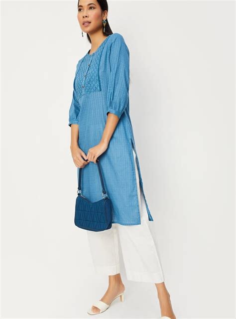 Buy Women Schiffli Straight Kurta Online at just Rs. 599.0 ...