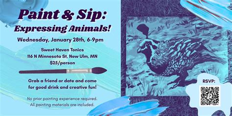 Paint & Sip: Expressing Animals!, Sweet Haven Tonics, New Ulm, 28 ...