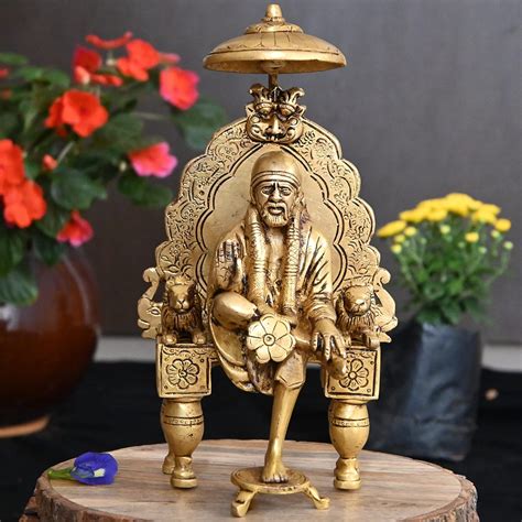 Buy Antiq Décor Brass Saibaba Idol Lord sai Baba Statue Sainatha ...