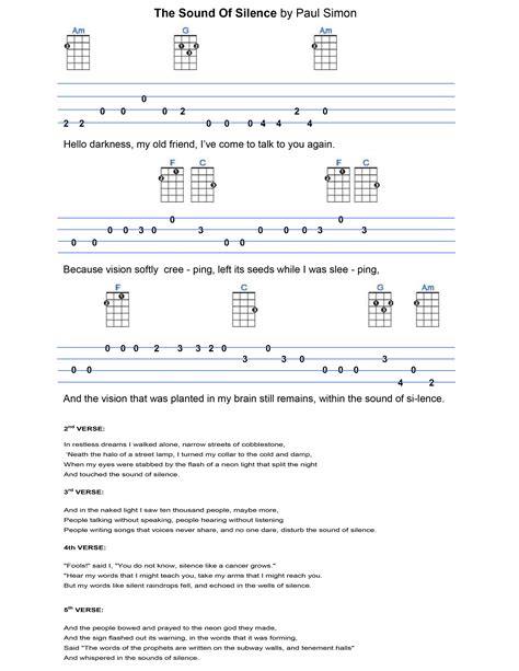 The Sound Of Silence Easy Guitar Tablature Guitar