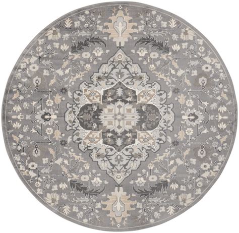 Elation 5'3" x 5'3" Round Indoor Rug In Grey by Nourison | 1StopBedrooms
