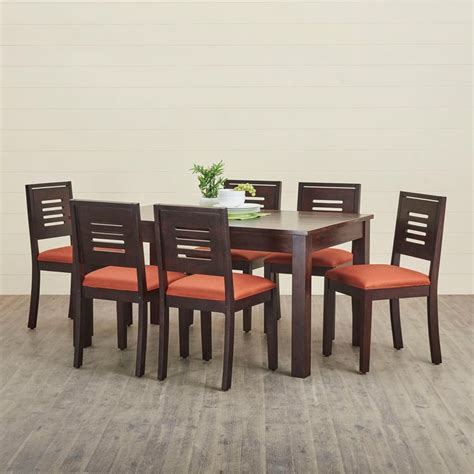 Buy Veda Sage Brown Sheesham 6-Seater Dining Table Set with 6 Chairs ...