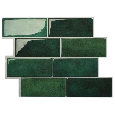 Buy Smart Tiles Metro Fiona Green Subway Peel and Stick Tile Backsplash ...