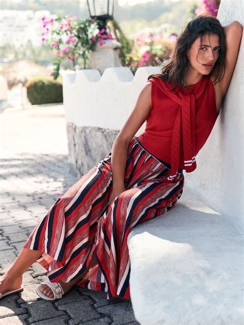 Buy Red/Navy Blue Stripe Button Front Maxi Skirt from Next India