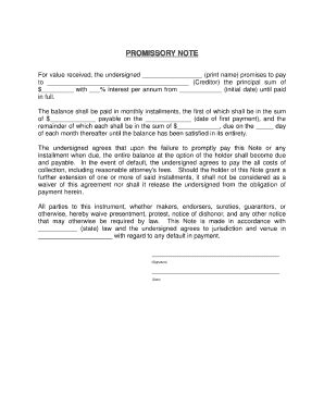 18 Printable Promissory Note Template Forms - Fillable Samples in PDF ...