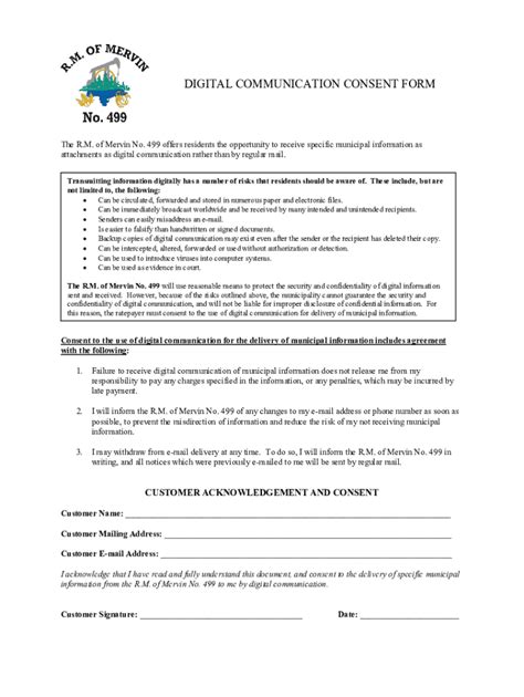 Digital Communication Consent Form - Blank Fillable Template | Fill Out ...