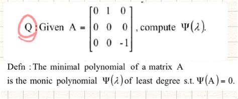Image result for Examples of Minimal Polynomial of Matrix