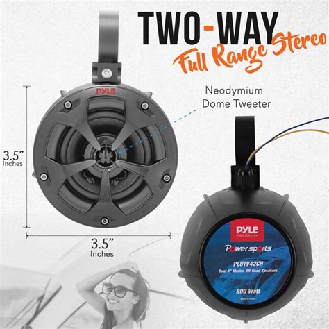 Pyle 4-Inch 800-Watt-Max Waterproof Marine Wakeboard Tower Speakers ...