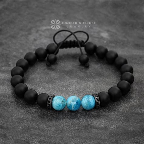 Apatite and Matte Onyx Beaded Bracelet