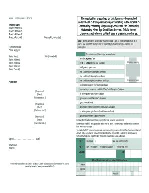 Minor Eye Conditions Service Doc Template | pdfFiller
