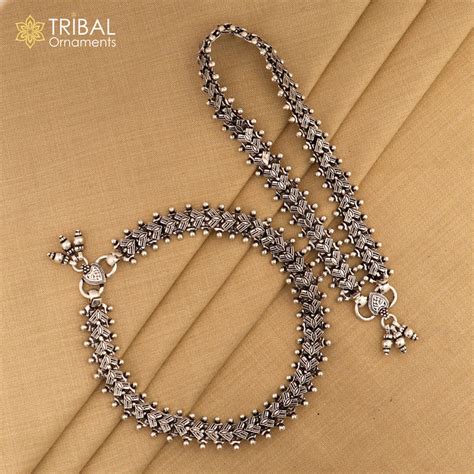 Indian Traditional cultural trendy 925 Sterling silver anklets foot br ...