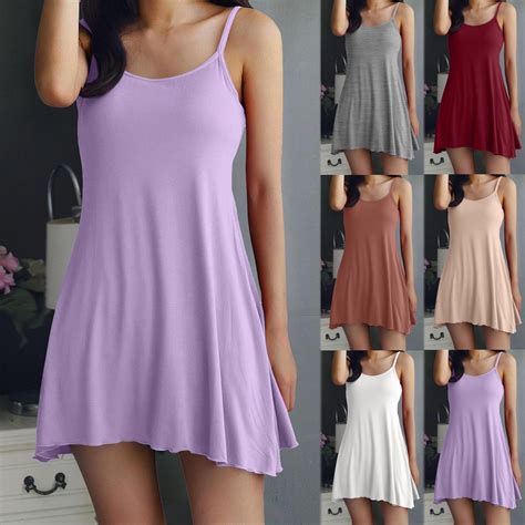 Aboser Womens Sleeveless Tank Nightgown Built in Bra Breathable Modal ...