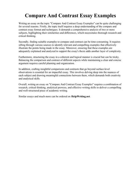 Image result for Comparison and Contrast Examples