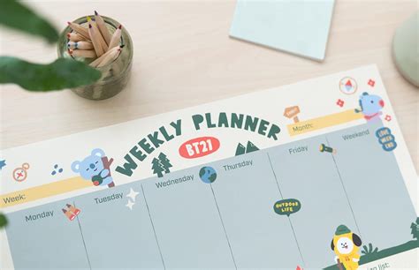 Buy Official BT21 Weekly Planner A3 - Desk Calendar - Family Calendar ...