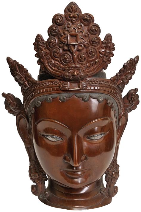 Buy Exotic India Goddess Tara Head with Five Crested Crowns - Copper ...