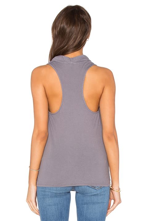 Bobi Light Weight Cashmere Terry Cowl Neck Tank in Pavement | REVOLVE