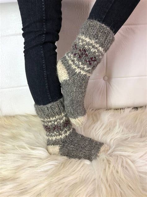 100% Sheep Wool Socks Handmade//extra Thick//large Sizes//pure Wool ...