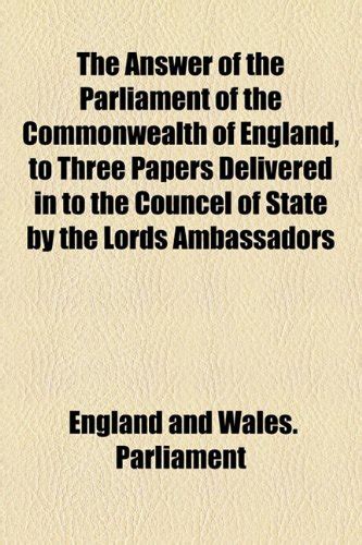 Buy The Answer of the Parliament of the Commonwealth of England to ...
