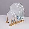 HOKIPO Bamboo Wooden Plate Stand Rack for Kitchen Cabinets Dish Stand ...