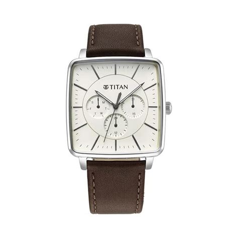 Titan Avant Garde Quartz Multifunction Silver Dial Leather Strap Watch ...