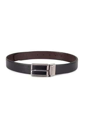 Buy Louis Philippe Men Black Textured Leather Formal Belt at Amazon.in
