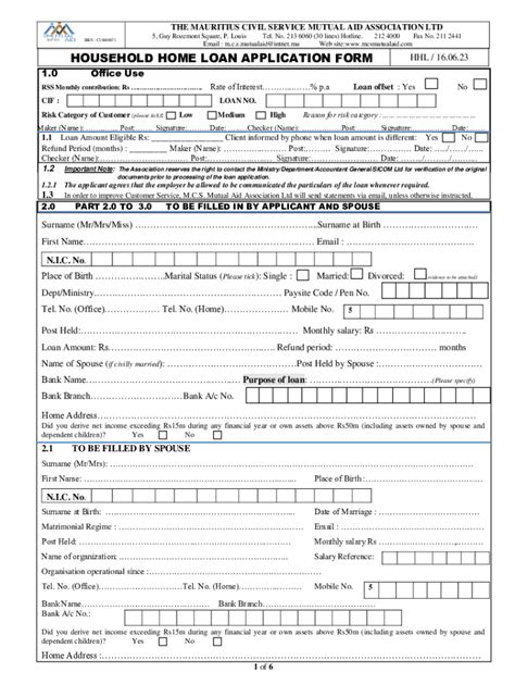 Fillable Online HOUSEHOLD HOME LOAN APPLICATION FORM Fax Email Print ...