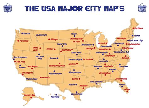 Us Map Major Cities Printable