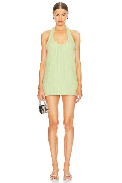 SIEDRES Nans Halterneck Knit Mini Dress in Lime | REVOLVE