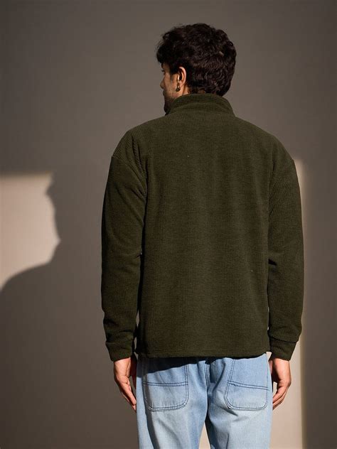 Dark Green Box Fleece Harrington Jacket | Buy Men Jacket | Fugazee ...