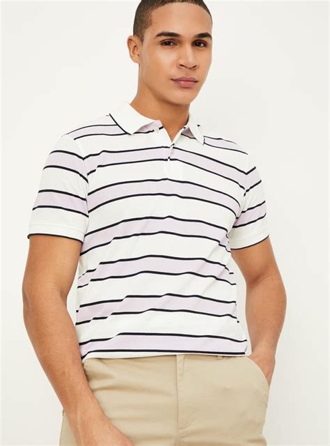 Buy Men Slim Fit Striped Polo T-shirt Online at just Rs. 599.0 ...