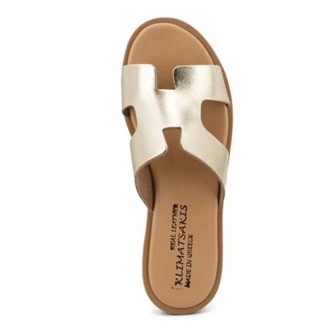 Women Leather Sandals Klimatsakis 37VM, Gold
