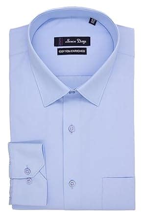 Seven Days Premium Cotton Blend Sky Blue Plain Formal Shirt for Men ...