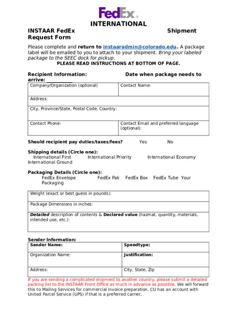 Image result for FedEx Shipping Request Form