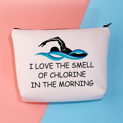Swimmer Gift Swimming Makeup Bag I Love The Smell of Chlorine in The Morning Zipper Pouch for ...