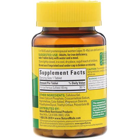 Nature Made, Iron, 65 mg, 180 Tablets - iHerb