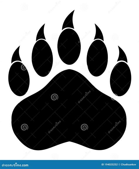 Black Bear Paw with Claws stock vector. Illustration of emblem - 194025252
