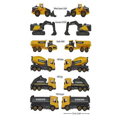 Majorette Volvo Construction Series - Pack of 6 — Toycra