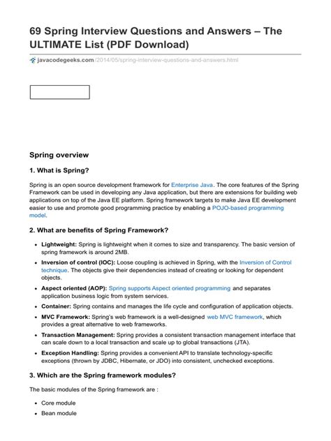 Image result for Spring Interview Questions and Answers for Experienced