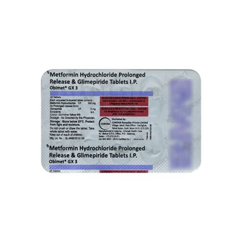 OBIMET GX 3MG TABLET 10'S : View Price, Combination and Alternatives ...