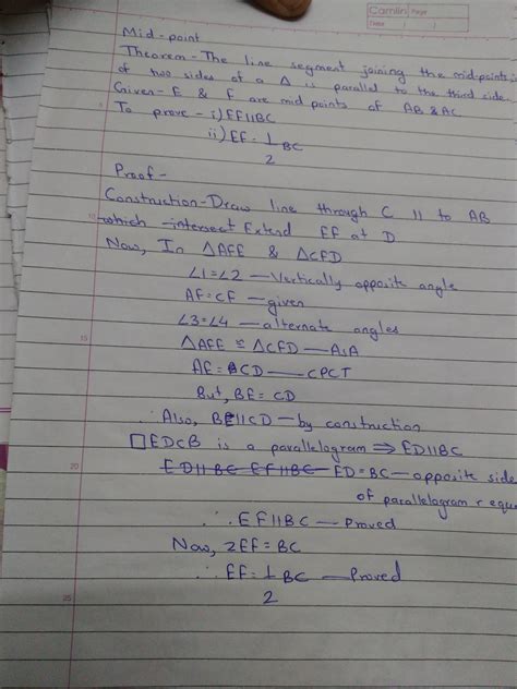 Write mid point theorem and prove it - Brainly.in