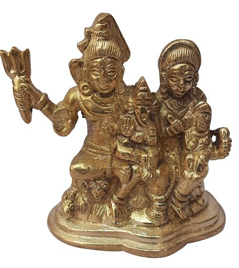 Buy Shiv Parivar Brass Idol Lord Shiv Parvati Ganesha Murti Shiv Family ...