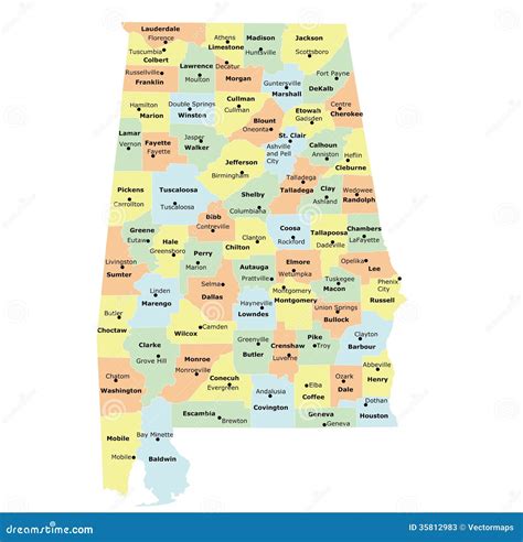 Alabama county map stock vector. Illustration of clay - 35812983
