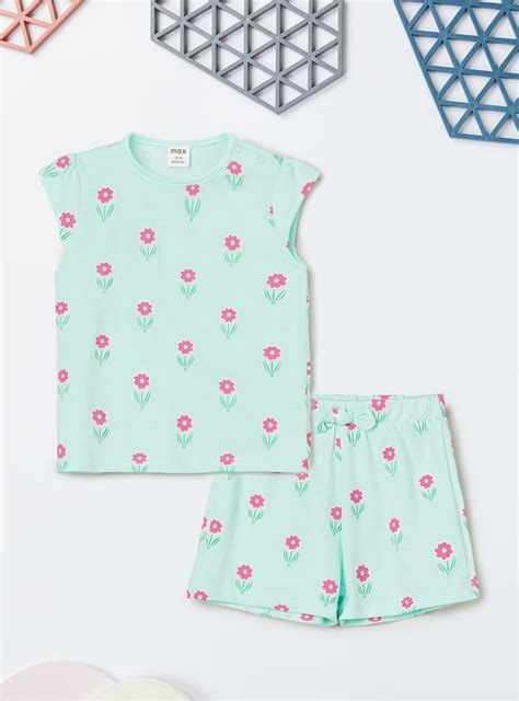 Buy Girls Floral Print Shorts Set Online at just Rs. 499.0 ...
