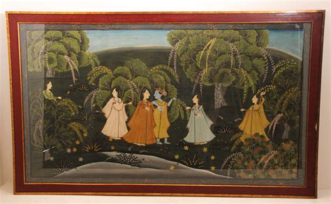 Pichhavai Hindu Painting of Radha and Krishna with Female Gopis For Sale at 1stDibs ...