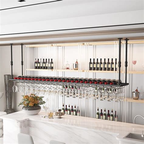 Ceiling Wine Rack, Hanging Wine Glass Holder, Wine Bottle Storage ...