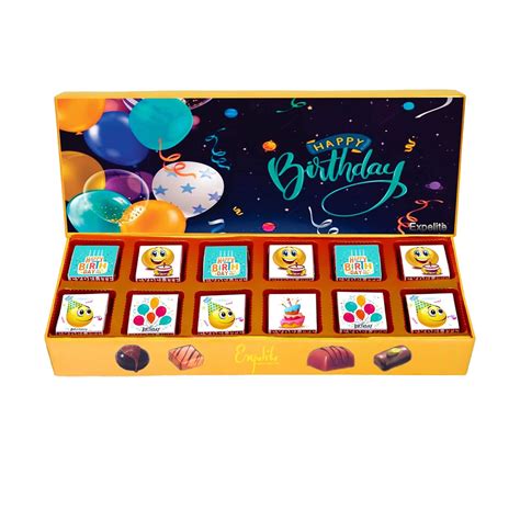 Expelite Happy Birthday Balloon & Cake Chocolate Box - 12 pc Birthday ...