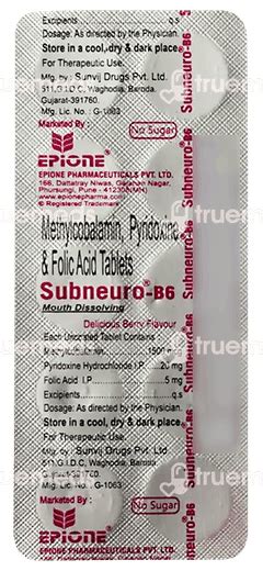 Subneuro B6 Tablet 10 - Uses, Side Effects, Dosage, Price | Truemeds