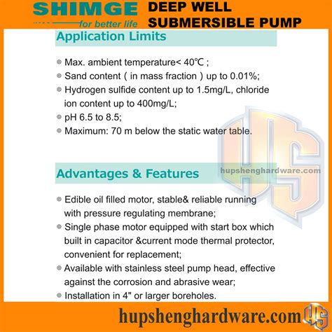 Shimge 4SS5/21 Deep Well Submersible Pump 4" Diameter