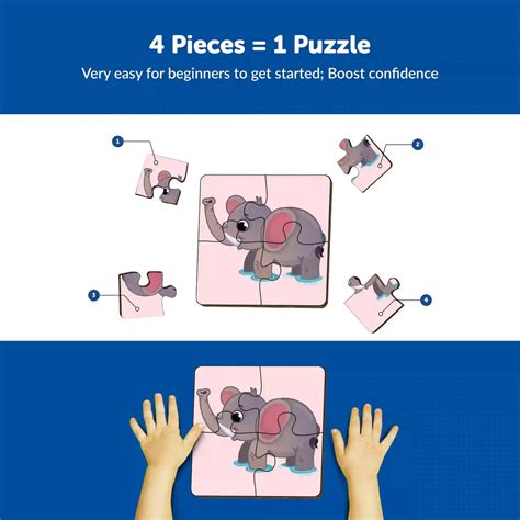 Wild Animal 4 pieces wooden puzzles (2-4 Years) – Mini Leaves